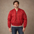 Men's Zip Front Utility Bomber Jacket — Alex — Red — complete view, image