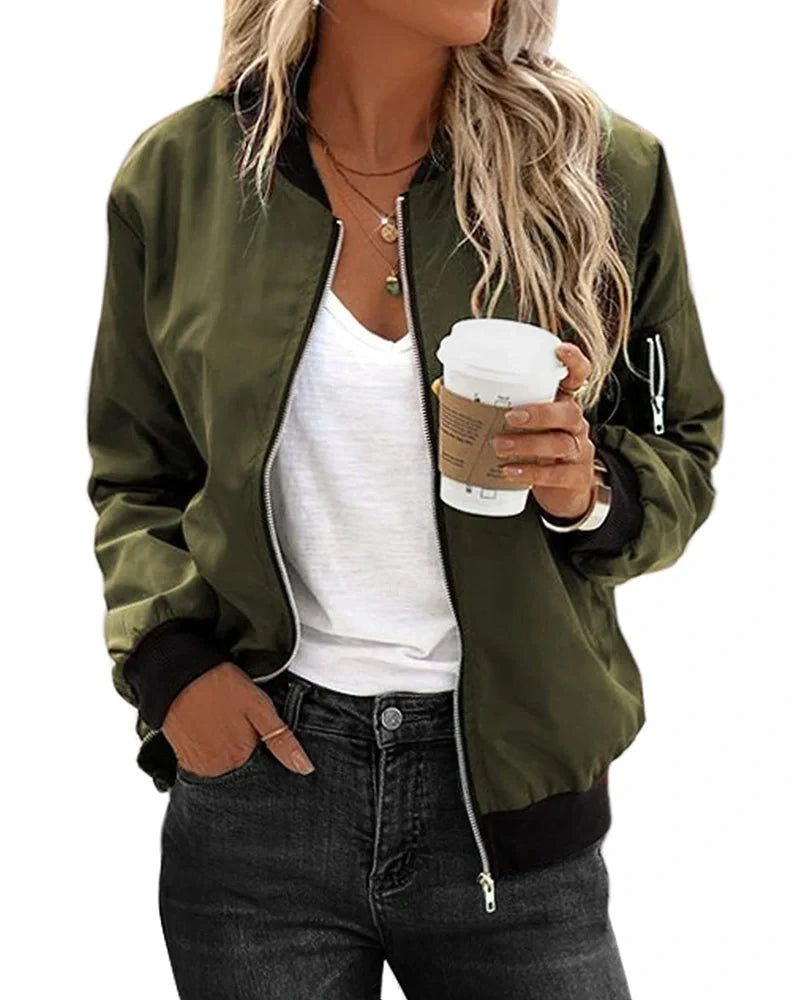 Classic Bomber Jacket Felicity Olive green XS Nora Luxe