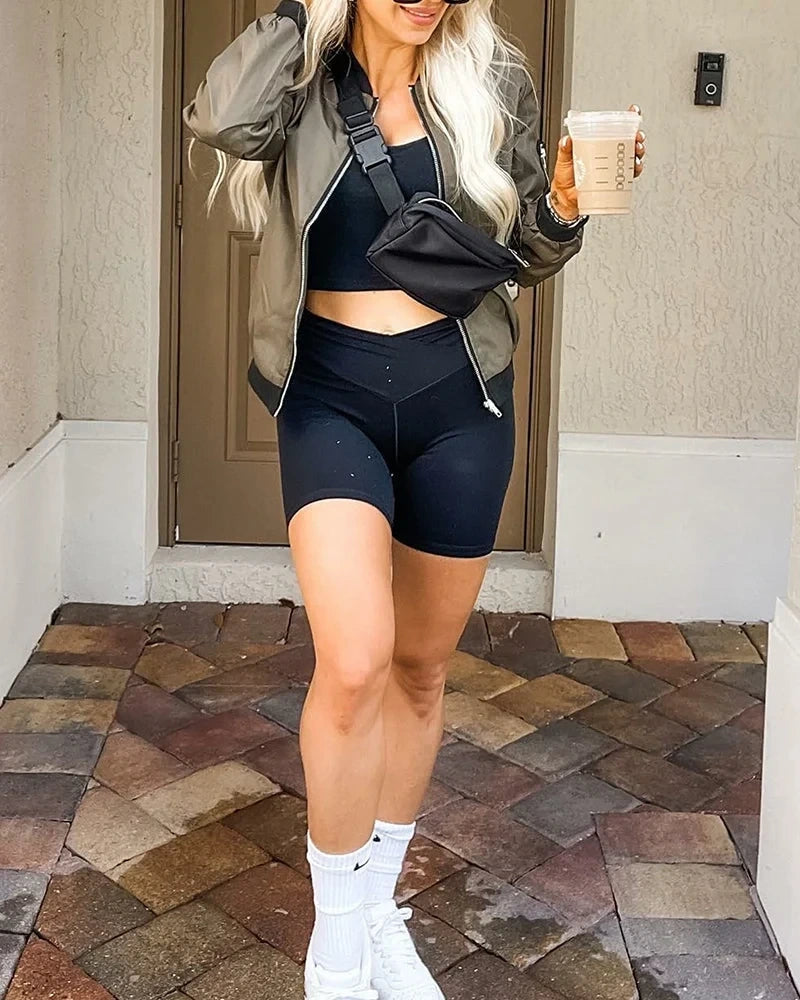 Classic Bomber Jacket Felicity Black XS Nora Luxe — view 3 — — view 3