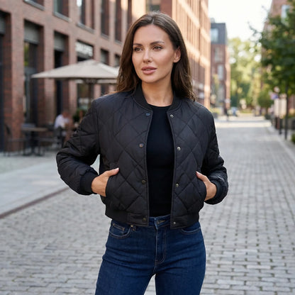 Quilted Cropped Bomber Jacket Marcella