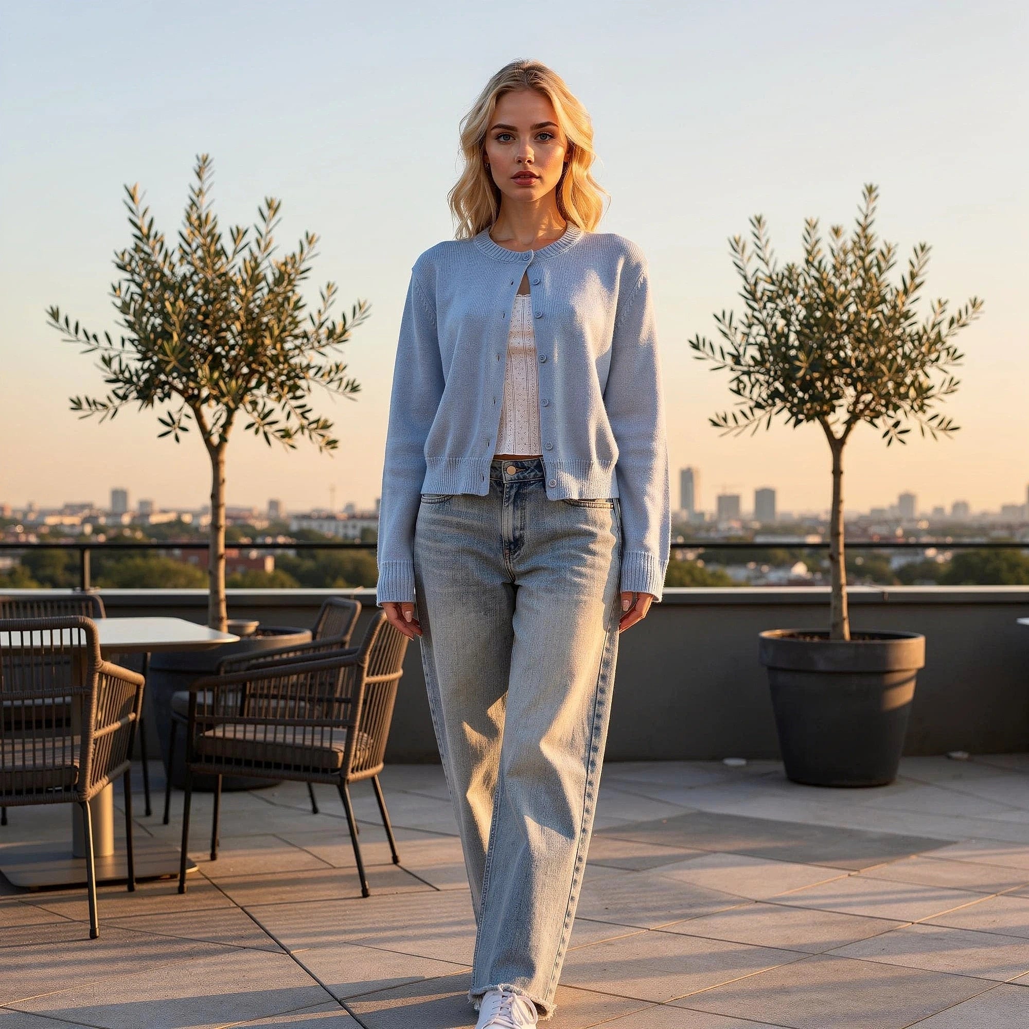 Light gray cropped cardigan made of soft knit material, featuring a relaxed fit and open , view