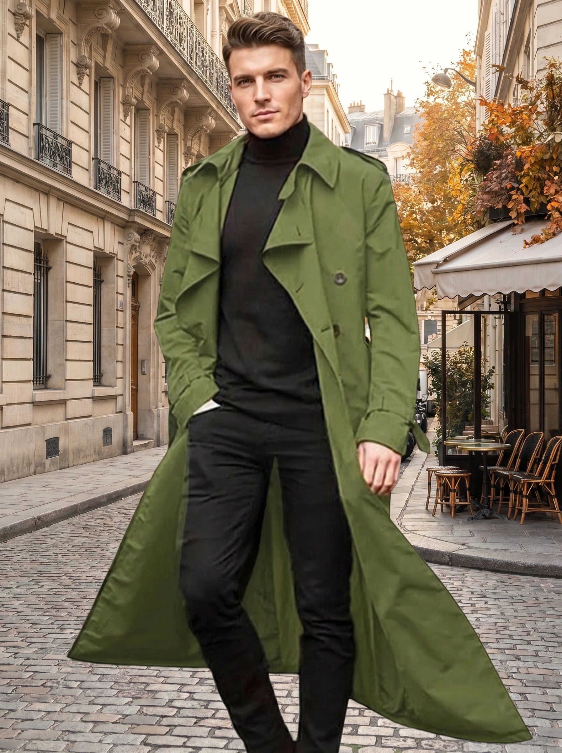 Alex Mens Tailored Elegant Winter Trench Coat