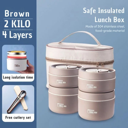 View of a chic insulated meal container set in a soft green color, featuring a secure lid and durable material for on the go dining