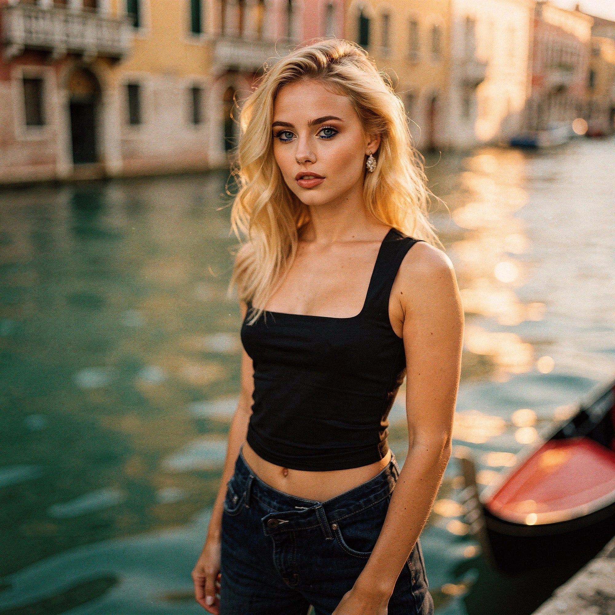 Lightweight, sleeveless summer crop top in soft cotton blend, featuring a relaxed fit and subtle ribbed texture, view