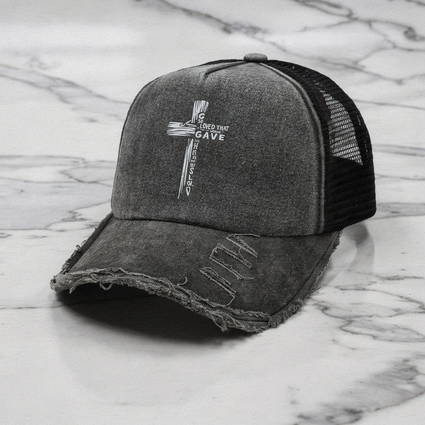 Light pink summer baseball cap made of breathable fabric, featuring a curved brim and adjustable strap, detailed view