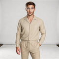 Lightweight linen shirt in light blue with a relaxed fit and concealed button placket, view