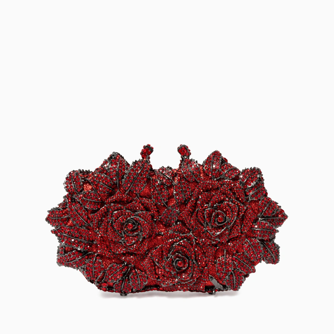 Elegant rose clutch bag in soft leather, featuring a sleek silhouette and delicate gold tone clasp, front view — 15 — view 15