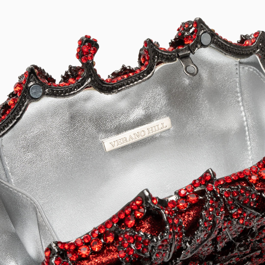 Elegant rose clutch bag made of soft leather, featuring a sleek design and gold tone clasp, front view — 17 — view 17