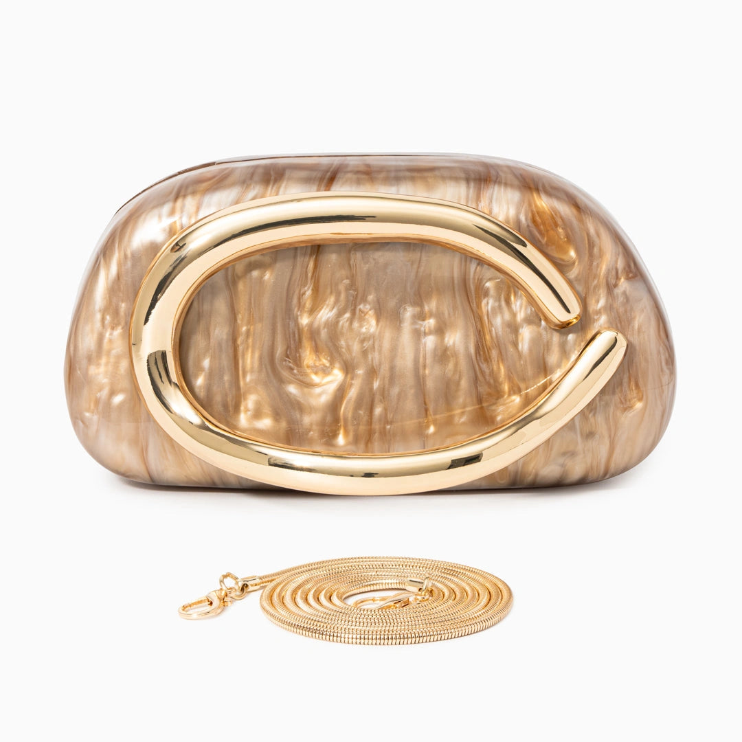 Elegant clutch bag in a soft fabric, featuring sleek design with gold tone clasp and subtle sheen — view 13 — view 13