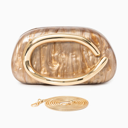 Elegant clutch bag in a soft fabric, featuring sleek design with gold tone clasp and subtle sheen — view 13 — view 13