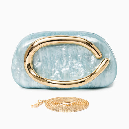 Elegant clutch bag in soft leather with a sleek silhouette, featuring gold tone clasp and minimalist design — view — view 25