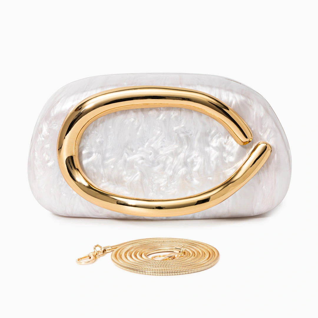 Elegant clutch bag featuring a textured surface, adorned with subtle metallic clasp, shown — view 7 — view 7