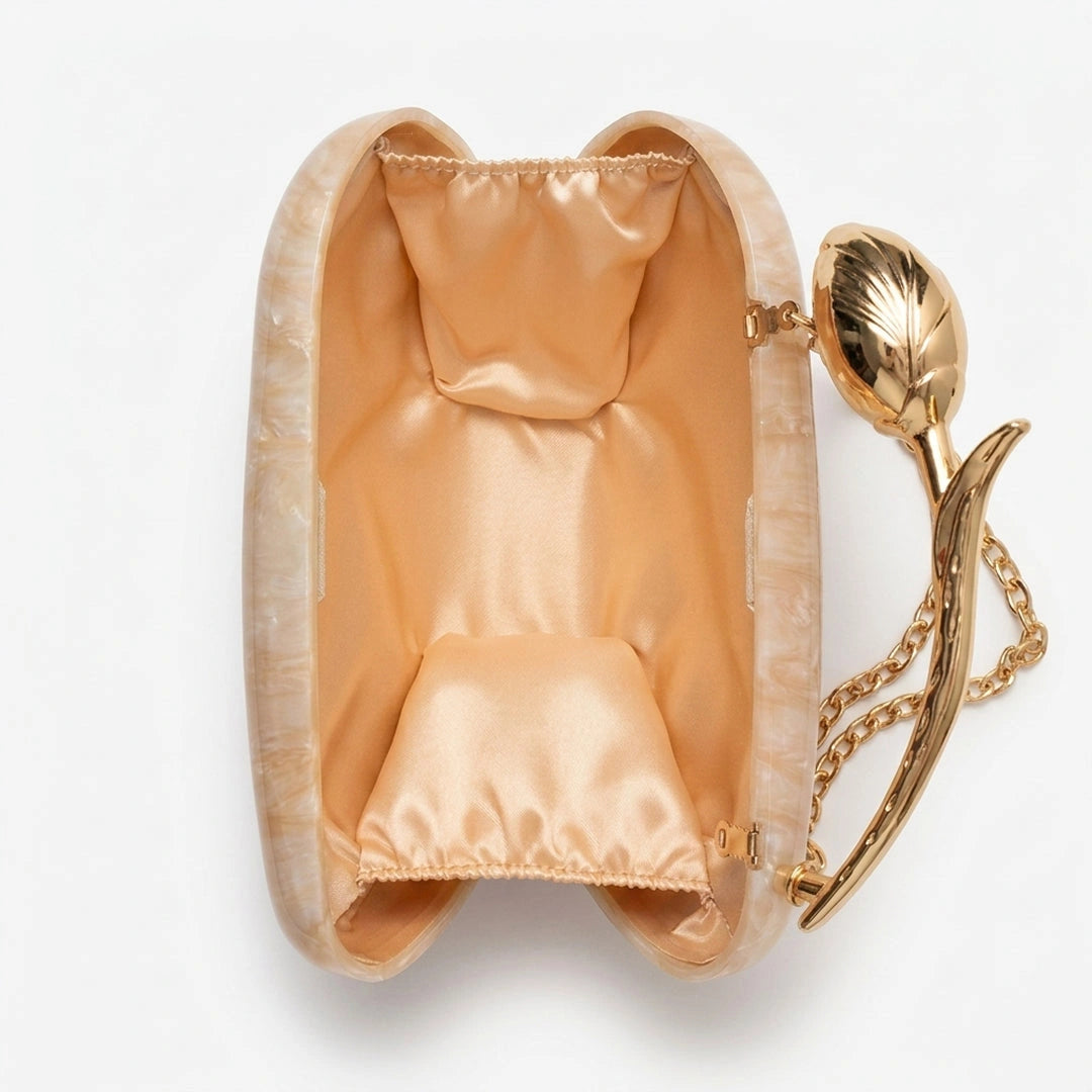 Clear acrylic clutch bag with a sleek design, featuring gold tone clasp closure and minimalistic silhouette — view — view 18