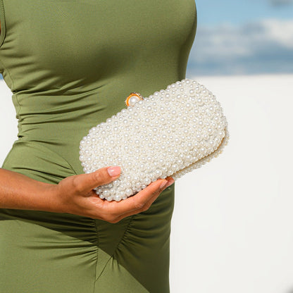 Elegant pearl clutch bag featuring a textured surface and sleek, compact design, showcasing sophisticated look — view 5