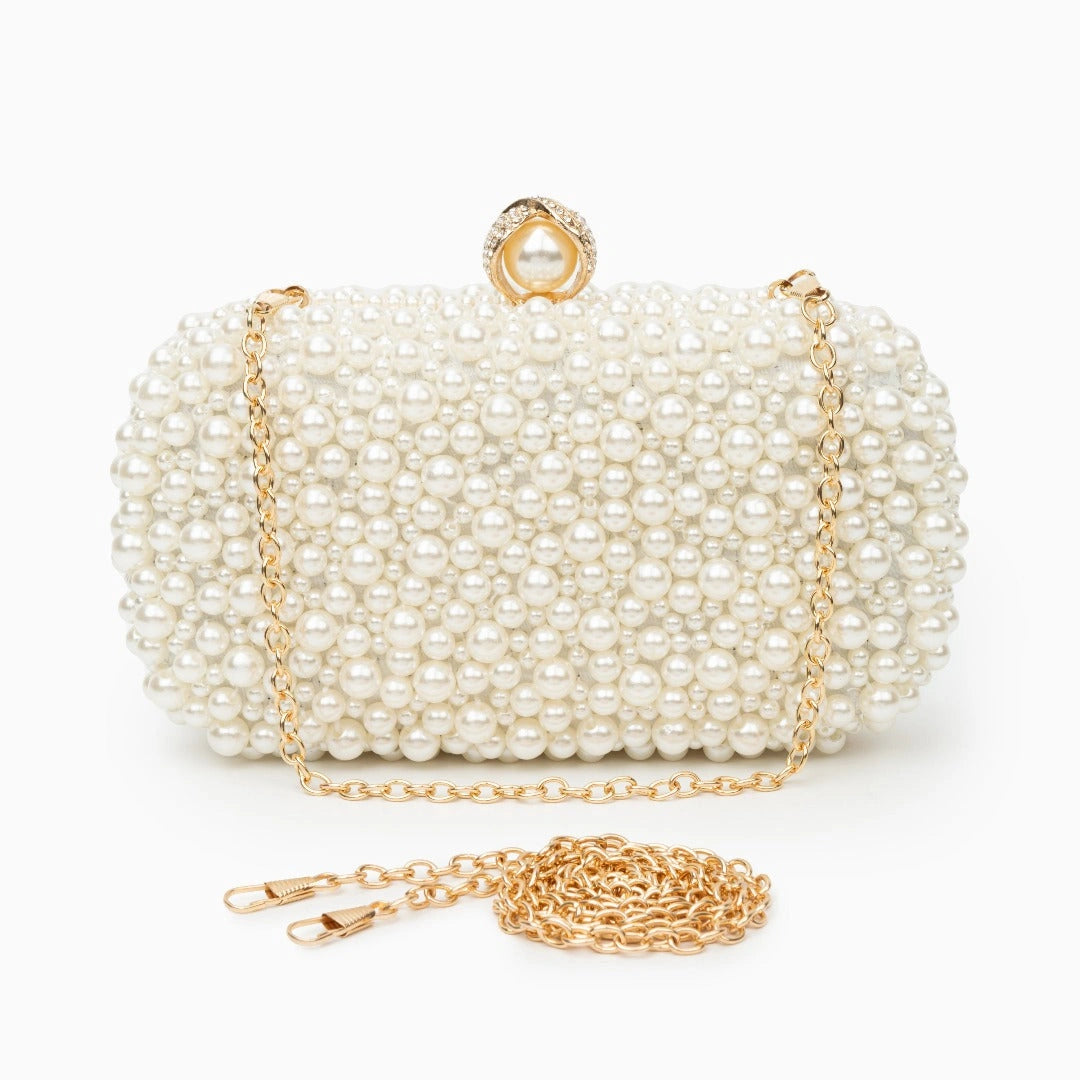 Elegant pearl clutch bag featuring a soft, textured surface and sleek, compact design, showcasing sophisticated look — view 8