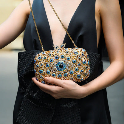 Elegant clutch bag featuring a crystal evil eye design, showcasing rich color palette and sleek silhouette — view 6 — view 6
