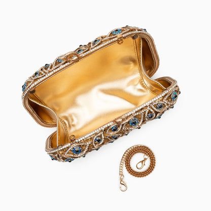Elegant clutch bag featuring a crystal evil eye design, showcasing rich color palette and sleek silhouette — view 7 — view 7