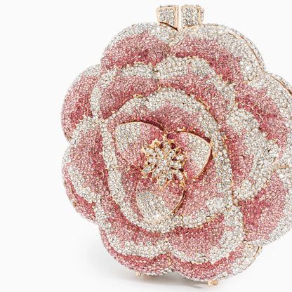Elegant floral clutch bag featuring a vibrant pattern on soft fabric, top view showcasing the clasp closure — 2 — view 2