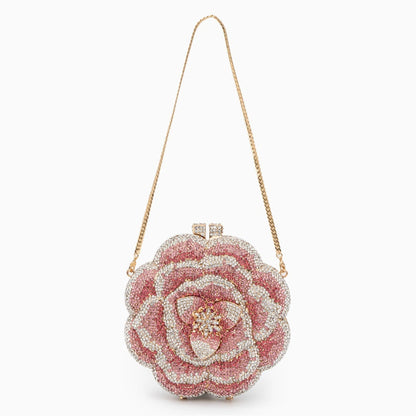 Elegant floral clutch bag featuring a vibrant flower pattern, made from soft fabric, displayed — view 9 — view 9