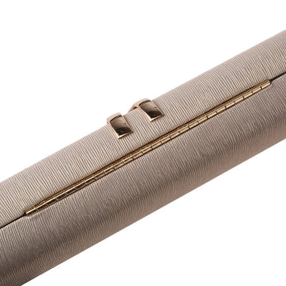 Elegant clutch bag in a soft, textured fabric featuring gold clasp and sleek silhouette, top view — 6 — view 6