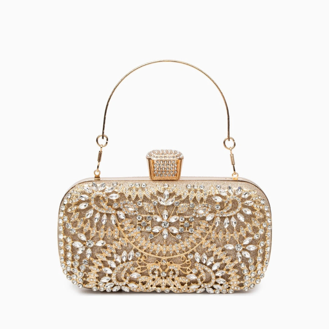 Elegant floral clutch bag featuring a vibrant pattern, made from soft fabric, shown in close up view