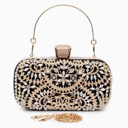 Elegant floral clutch bag featuring a vibrant pattern, soft fabric, and sleek design, top view — 18 — view 18
