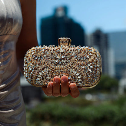 Elegant floral clutch bag featuring a vibrant design with gold tone clasp, showcasing side view of the intricate — 4 — view 4