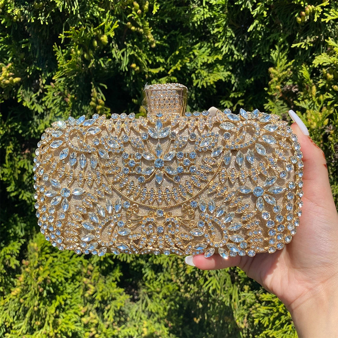 Elegant floral clutch bag featuring a vibrant pattern, soft fabric, and sleek design, displayed — view 6 — view 6