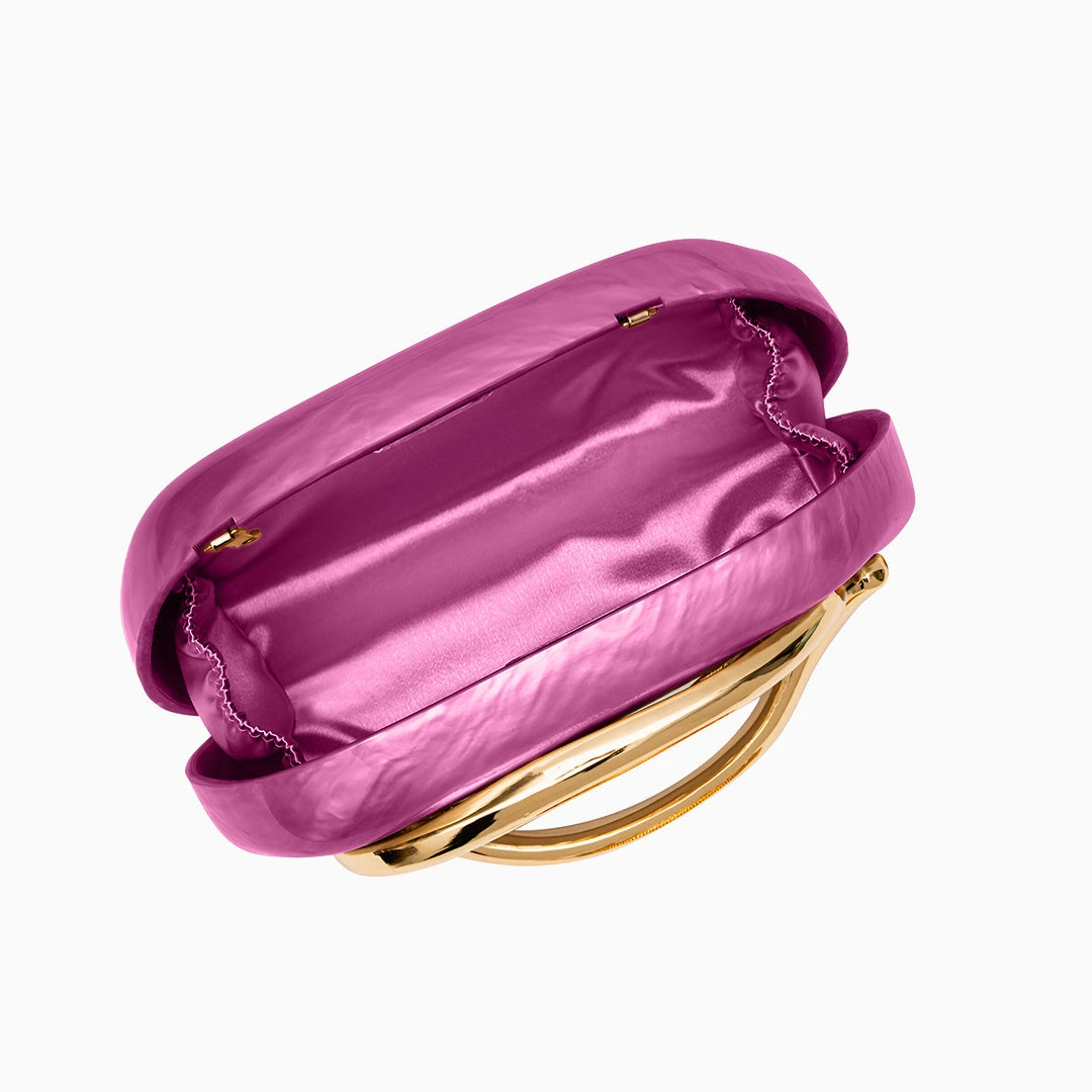 Elegant clutch bag in a rich burgundy hue, featuring sleek design and subtle clasp closure, top view — 15 — view 15