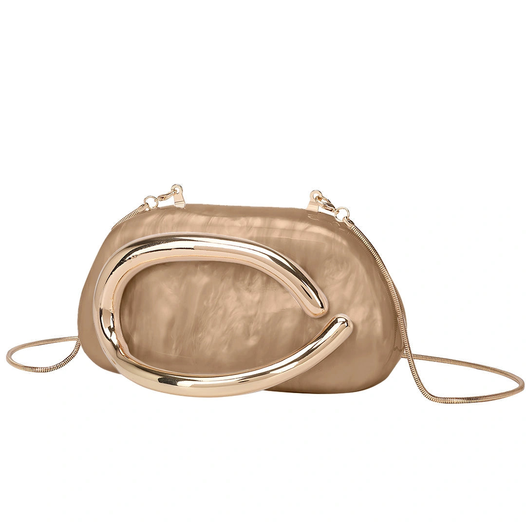 Elegant clutch bag in a soft beige material, featuring sleek design and subtle clasp closure, front view — 19 — view 19