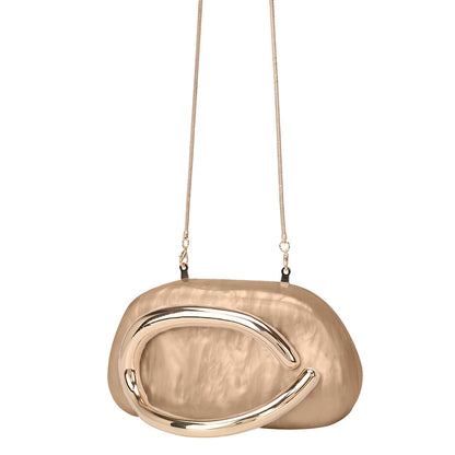 Elegant clutch bag in a soft fabric, featuring sleek silhouette and subtle metallic accents, front view — 20 — view 20
