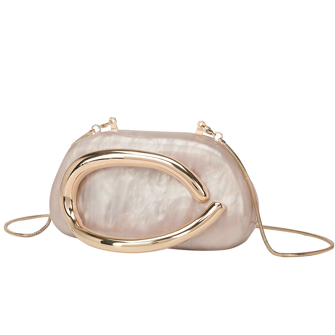 Elegant clutch bag in a soft cream color, featuring sleek design and subtle textured finish, top view — 7 — view 7