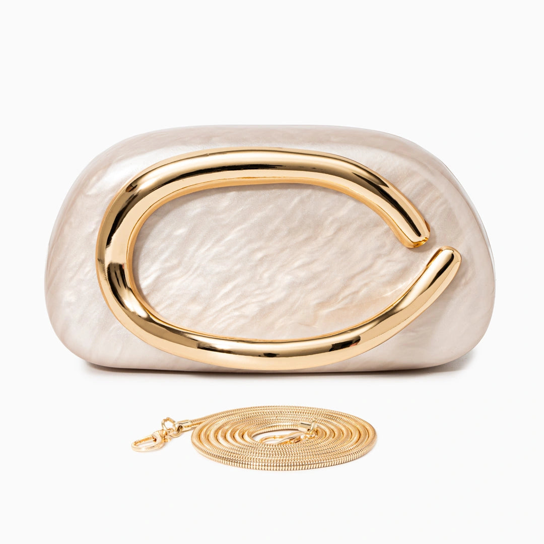 Elegant clutch bag in a soft fabric, featuring sleek design and subtle clasp closure, top view — 8 — view 8