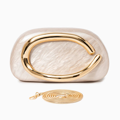 Elegant clutch bag in a soft fabric, featuring sleek design and subtle clasp closure, top view — 8 — view 8