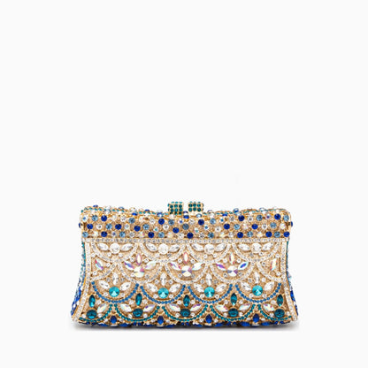 Elegant clutch bag in a soft blush hue, featuring sleek design and subtle metallic clasp, front view
