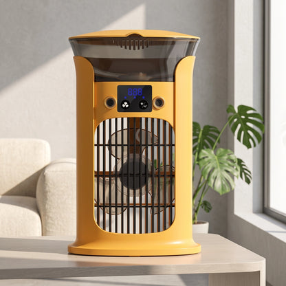 Close up view of the Compact USB Powered Air Cooler Mini Desktop Fan showing its sleek design, fabric texture, and precise stitching details for enhanced durability.
