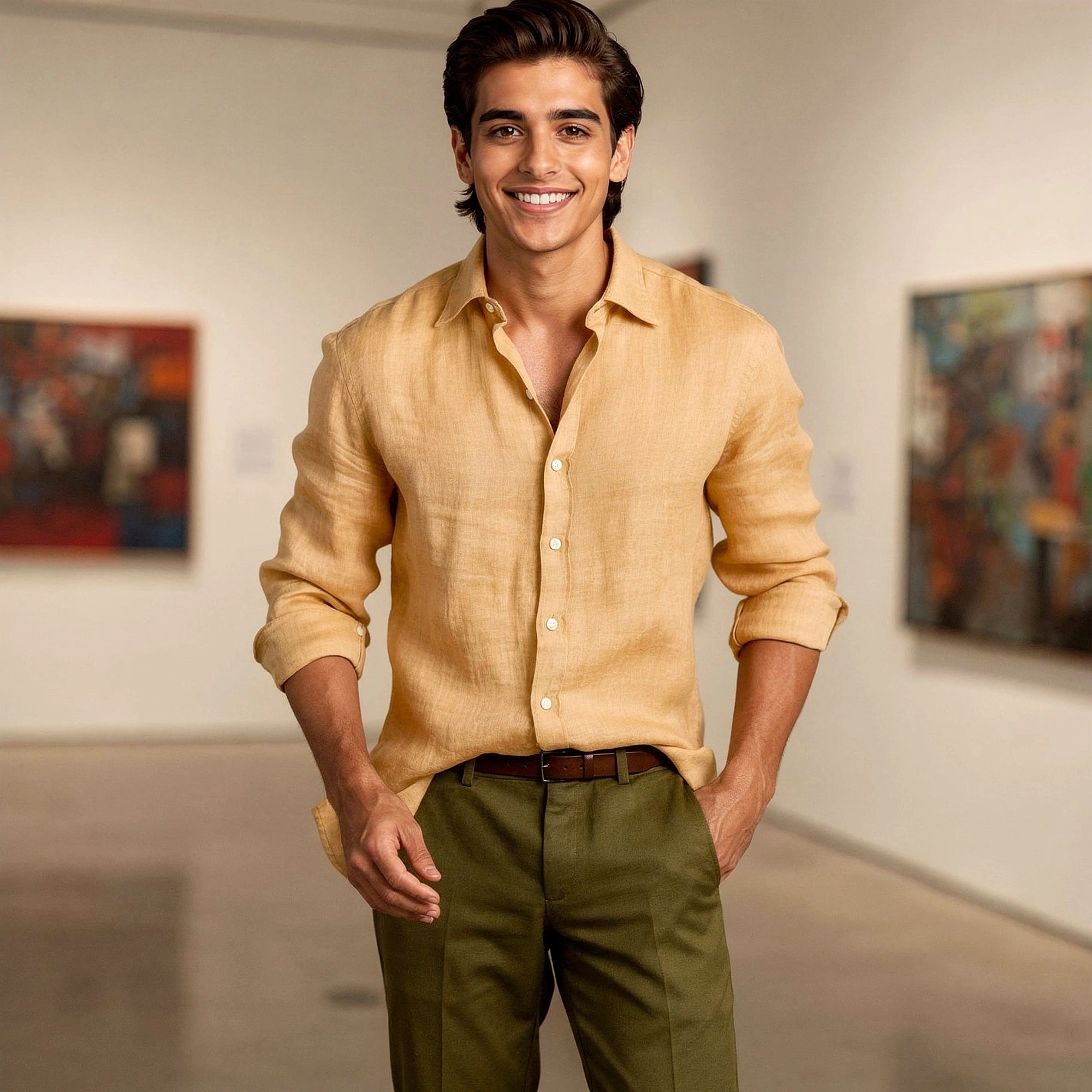 View of a light blue vintage button up shirt made from soft cotton, featuring a relaxed fit and classic collar