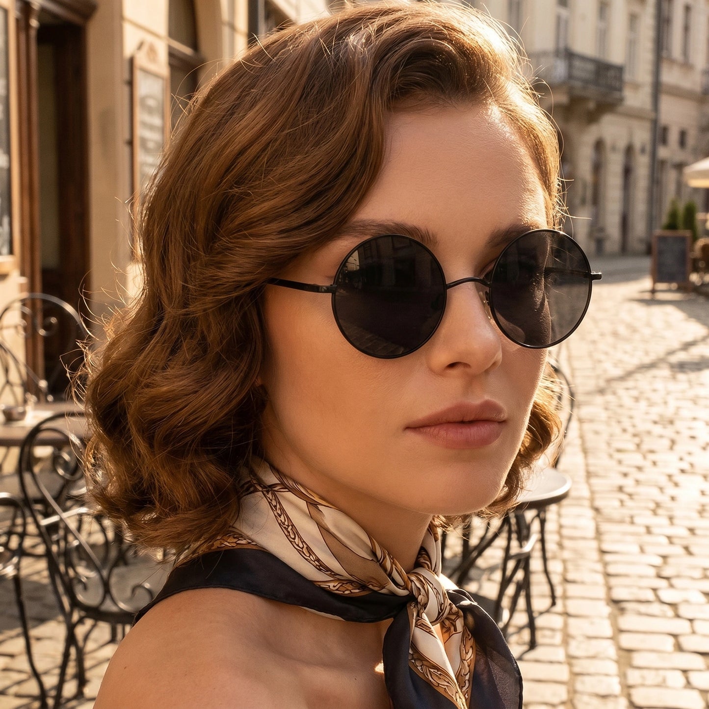 Close up view of the Womens Vintage Polarized Sunglasses showing intricate detailing and stitching, showing their design and premium quality.