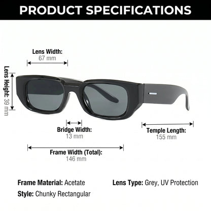 A model showcases Womens Retro Oversized Sunglasses, paired with a high waisted outfit, set against a urban backdrop.