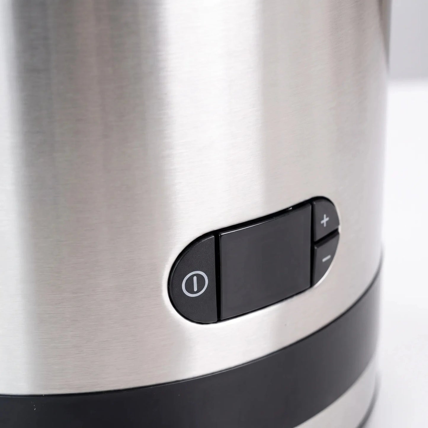 Of the ice cream maker's control panel featuring buttons for settings and a digital display for easy operation