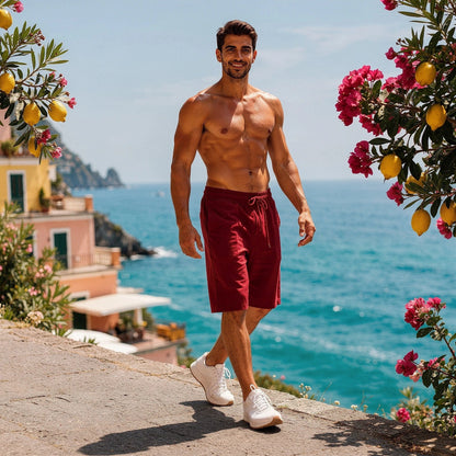 Lightweight casual shorts in light gray, featuring breathable fabric and a comfortable view with pockets