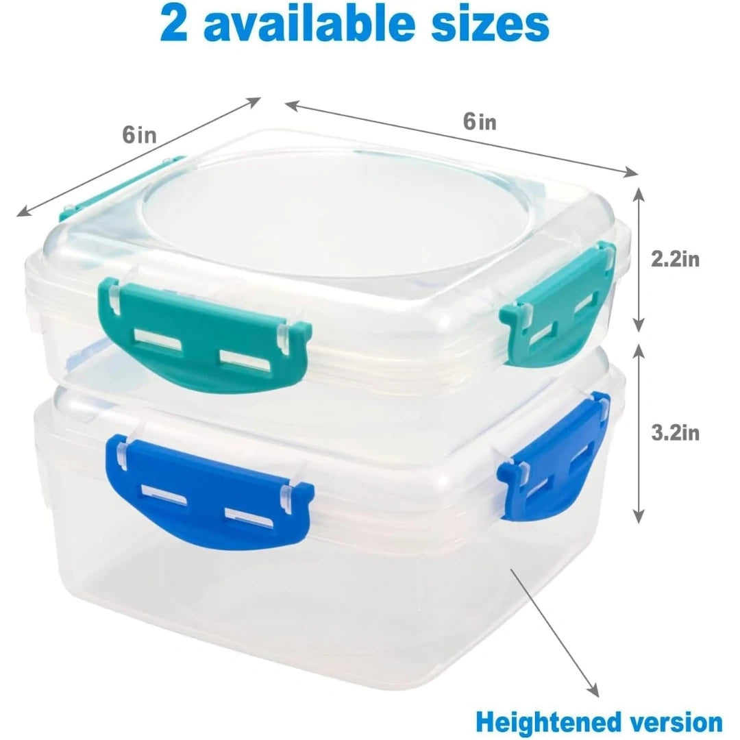View of a sleek BPA free airtight lunch box set in a vibrant green color, showcasing its multi compartment design for meal prep