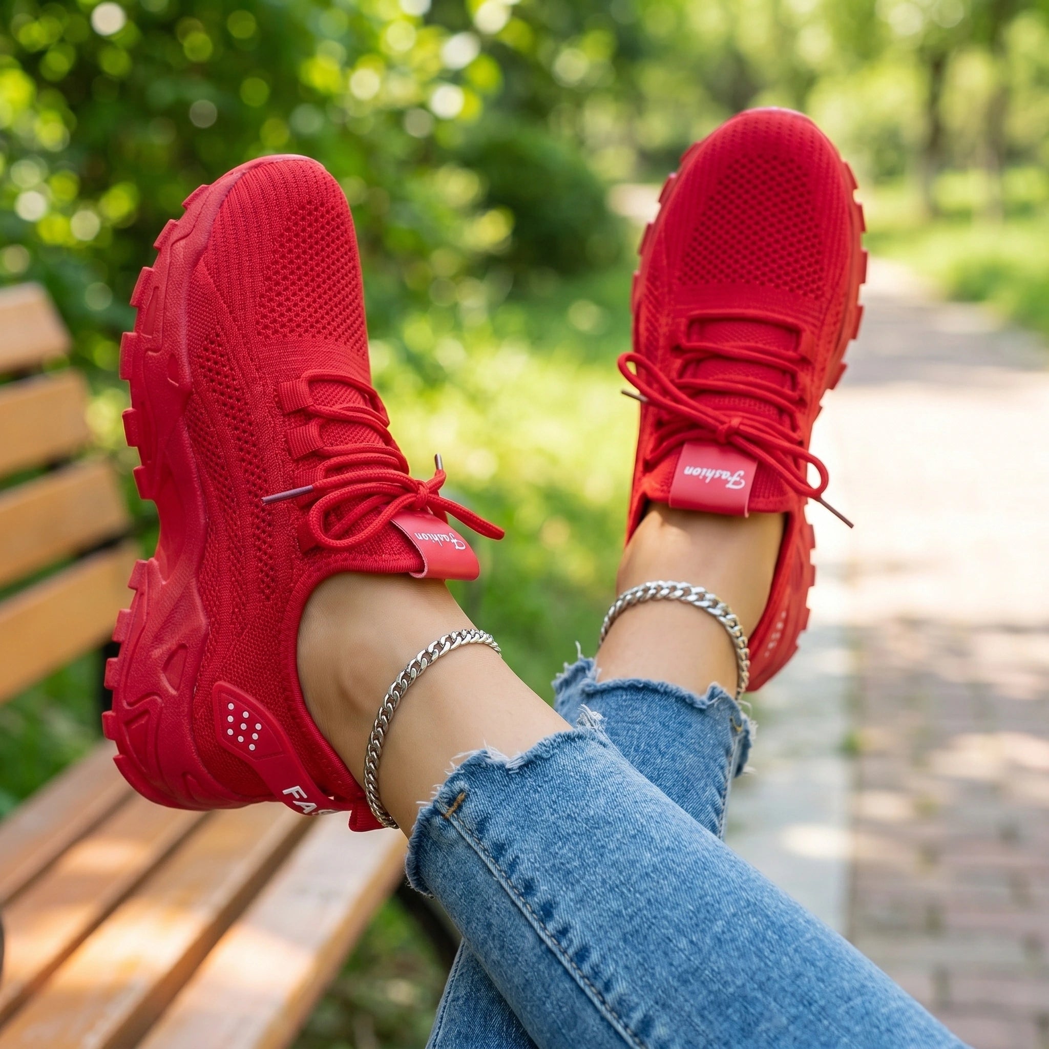 Close up view of the Womens Effortless Supportive Orthopedic Sneakers showing the premium fabric, detailed stitching, and design elements in a neutral color.