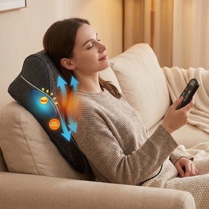 Close up view of the soft fabric and precise stitching of the Soothing Adjustable Shiatsu Massage Pillow, showing its quality and attention to .