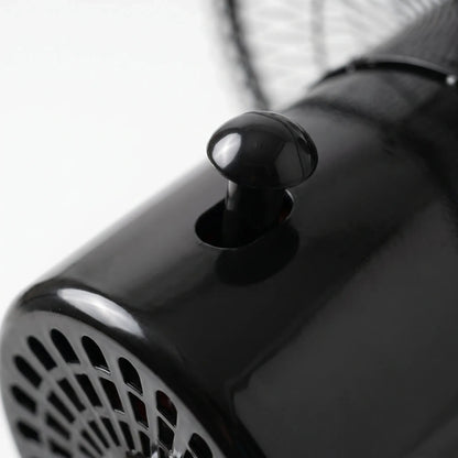Of the fan's control panel highlighting the three speed settings and oscillation feature for customized airflow