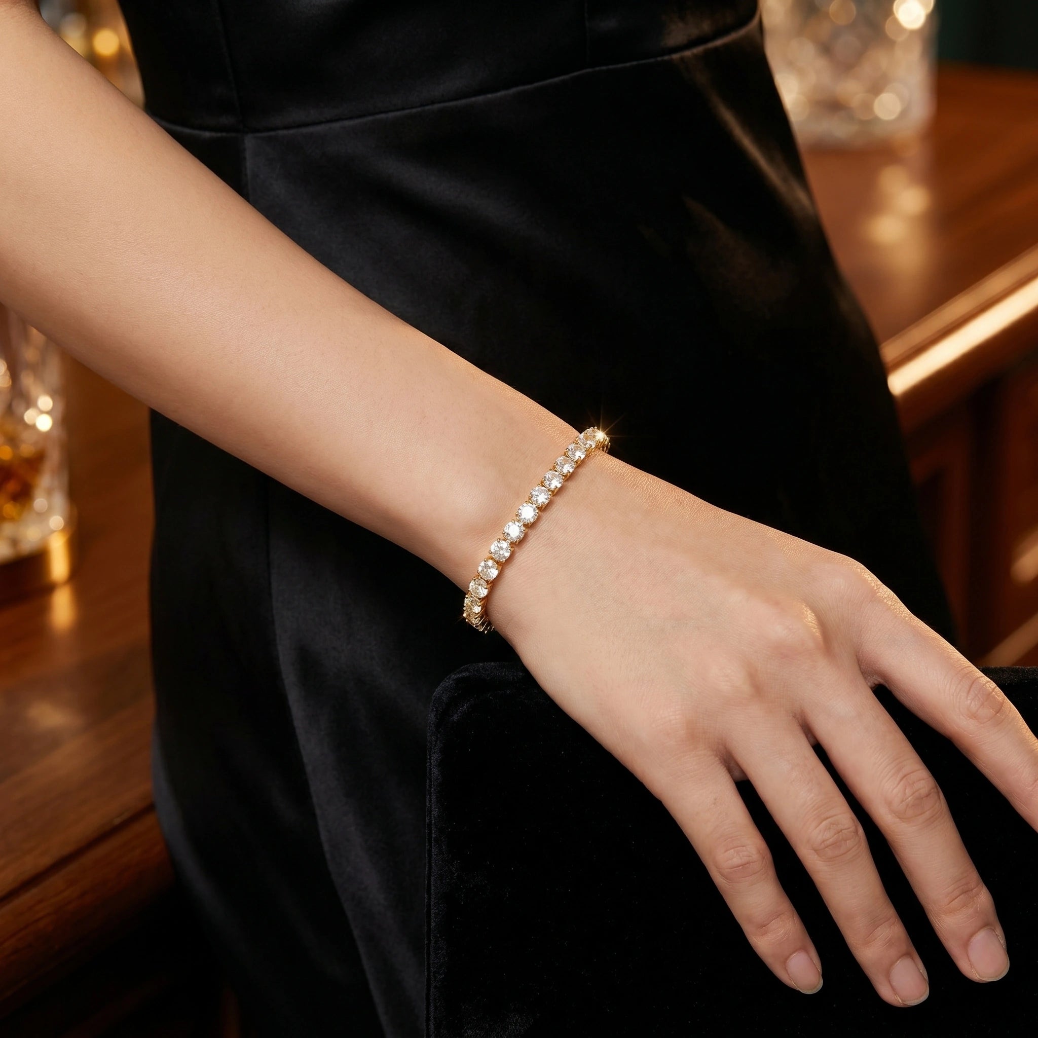 Close up view of the Womens Dazzling Jewellery Set showing intricate detailing and shimmering stones against a soft, neutral background.
