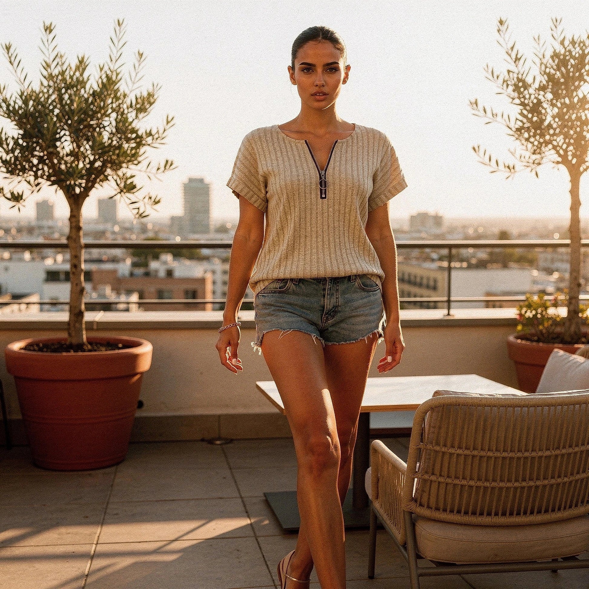 Light gray relaxed short sleeve hooded tee featuring a soft cotton blend and a pocket, view