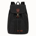 Black Vintage Canvas Drawstring Backpack — Full Front