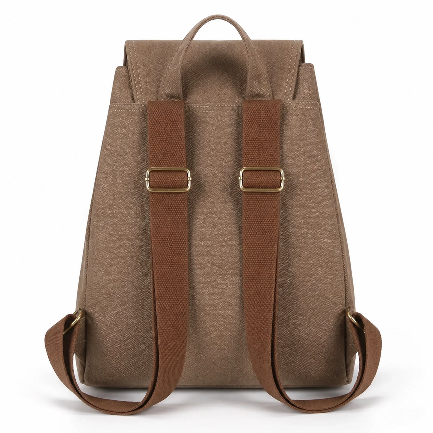 Khaki Vintage Canvas Drawstring Backpack — Back View — view 8