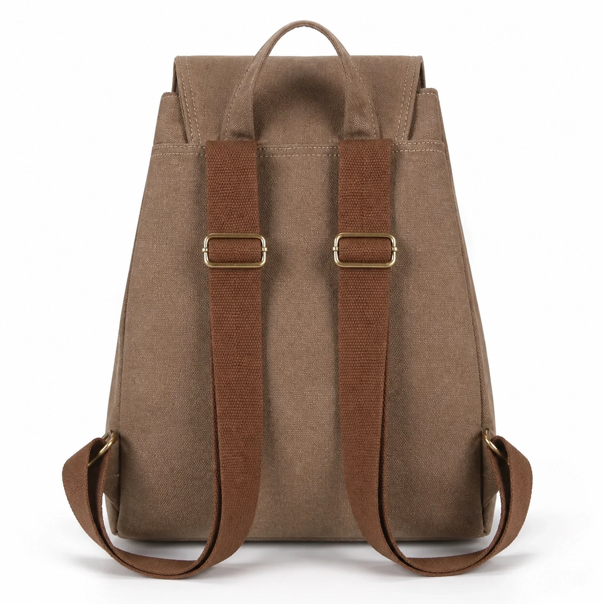 Khaki Vintage Canvas Drawstring Backpack — Back View — view 8